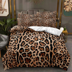 &bdquo;Leopard Print&ldquo; serijos patalynės komplektas, lengvas 3D Beast stiliaus pūkų antklodės užvalkalas, labai didelė / karalienė lova, viso dydžio prabangus antklodės užvalkalas