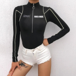 Kombinezonas moterims Jumpsuit Juodas su užtrauktuku Ilgomis rankovėmis Moteri&scaron;kas Boydcon Bodysuit Kūnas Sportiniai Kūnai Moteri&scaron;kas &Scaron;ortų kombinezonas S
