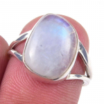 Rankų darbo natūralaus vaivoryk&scaron;tės mėnulio akmens brangakmenio žiedas su 925 prabos sidabru, 6 dydis, N7a24