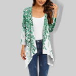 Moteri&scaron;kas netaisyklingo ra&scaron;to megztinis trijų ketvirčių rankovėmis su ki&scaron;enine striuke M