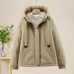Moteri&scaron;kas žieminis pūkinis medvilne dygsniuotas &scaron;varkas-parkas su vilnos pamu&scaron;alu, laisvas, su gobtuvu, laisvalaikio, storesnis, vėjui atsparus paltas 2XL chaki