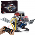 1:1 Superautomobilio V8 variklio konstravimo kaladėlių rinkinys MOC kaladėlės Techninis modelis Surinkimo žaislai LED APP RC automobilio priedai With box