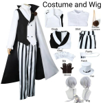 Nikolai Gogol Cosplay Kostiumas Anime Bungou BSD 4 Sezonas Nikolai Cosplay Apsiaustas Chalatas Vienoda Kostiumas Perukas Helovinas XL&Other white