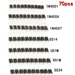 SMD M1 1N4001 M4 1N4004 M7 1N4007 SS14 US1M RS1M SS34 7 vertės * 10 vnt KIT schottky diodų rinkinys