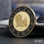 Deimantai 12 žvaigždynų proginės monetos Taro Saulės dievo monetos Laimingų monetų dovanų kolekcija Aries