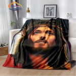 Religinio Jėzaus ka&scaron;myro antklodė 3D spausdinta Kristaus lovatiesė Flanelinė antklodė Mergelė Marija -Jėzus serijos patogi namų antklodė 130x150cm