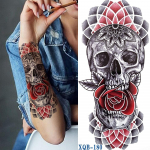 1 vnt. 210*114 mm Juodojo mi&scaron;ko tatuiruotės lipdukas vyrams, moterims, vaikams, tigro vilko mirties kaukolės laikina tatuiruotė netikra chna skeletas, karaliaus gyvūno tatuiruotė XQB-180