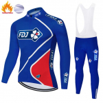 &bdquo;Thermal Smile&ldquo; FDJ dviratininkų kostiumas vyrams, žieminis megztinis, kalnų dviratis, 2023 m. XL