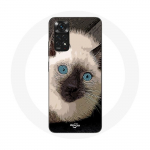 Coque pour Xiaomi Redmi Note 11 4G Chat Siamois Noir et blanc aux Yeux Bleus