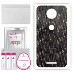 apgo Protective Skin Sticker for the back compatible with Motorola Moto C, Wrap Film, Foil, Vinyl - Pattern Carbon Black Pixel