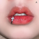 Moterų Love Cross Labial Ring lūpų žiedas Titano plieno kūno auskarų vėrimo papuo&scaron;alai
