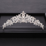 Madinga nuotakos karūna tiara vestuvių plaukų aksesuarai sidabro spalvos kri&scaron;tolinės princesės karūnos nuotakos galvos papuo&scaron;alas moterų plaukų papuo&scaron;alas Width: Approximately 14cm sidabras