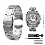Klasikinė 22 mm nerūdijančio plieno apyrankė, skirta &bdquo;Casio EF-550 EF-524&ldquo; sidabriniam dirželiui, sagties apyrankei, metaliniam diržui, vyri&scaron;kam laikrodžio grandinėlei. 22mm