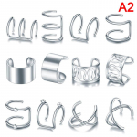 12vnt/komplektas ausų rankogaliai Leaf Ear Cuff Clip auskarai moterims auskarai be auskarų sidabras