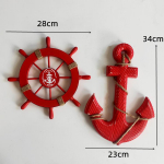 Kūrybingas Laivo Vairas Inkaras Namų Dekoracija Rankdarbis Viduržemio Jūros Tematikos Derinys Sieninis Medinis Rankdarbis Laivo Vairas 28cm raudona