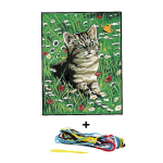 Kit canevas 18 x 14 cm Margot Canevas mod&egrave;le chat dans le champ