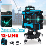 3D 12 linijų horizontalus vertikalus 360&deg; savaime i&scaron;silyginantis rotacinis kryžminis matavimo lazerinis nivelyras mėlyna &scaron;viesa statybos įrankiams naujas