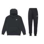 Nike vientisos spalvos džemperis su gobtuvu ir rai&scaron;teliu reguliuojamas sportinių kelnių komplektas vyrams Aktyvūs drabužiai Juodas BV2655-010+BV2672-010 S