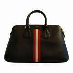 Bally Klasikinė Juostelė Logotipas Smulkus Vidutinis. O Odinis Bostono krep&scaron;ys Moteri&scaron;kos rankinės Juodas 6219721 Basic Set (Bag+Dust Bag)