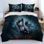 3D Žaidimas &bdquo;The Witcher&ldquo; Animacinis žaidėjo pledas Lovos komplektas, Antklodės užvalkalas Lovos komplektas Užvalkalas ant antklodės Pagalvės užvalkalas, Karali&scaron;ko dydžio Karalienės dydžio Lovos komplektas 135X200cm