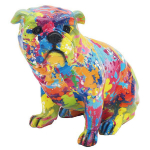 Les Tr&eacute;sors De Lily [A3838] - Figurine r&eacute;sine 'Bouledogue' splash multicolore - 20x18x13 cm