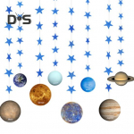 1 rinkinys ilgaamžės kabančios planetos vėliavėlės su blizgančiomis žvaigždėmis, akį traukiantis žvaigždėto dangaus tematikos pakabukas gimtadienio vakarėlio dekorui įvairiaspalvis