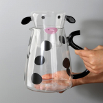 500 ml / 1800 ml permatomas stiklinis ąsotis Kar&scaron;čiui atsparus animacinis filmas Mielas karvės formos arbatinukas ir puodelis vandens/pieno &scaron;alto virdulio kavos puodukas 1800ml