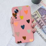 Skirta Xiaomi 10 11 12 13 Lite 10T 11T 12T 12S Ultra 11X Pro Dėklai Fashion Love Heart Camera Protection Square Skystas silikonas, skirtas Xiaomi buferiui Xiaomi 14