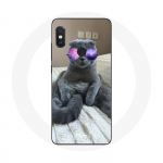 Coque pour Xiaomi Redmi Note 5 Pro Chat avec Lunettes de vue violettes