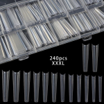 240 vnt./dėžutė XXXL Tiesūs Smailėjantys Kvadratiniai Itin Ilgi Akriliniai Nagų Antgaliai Skaidrūs Be C Kreivės Pusiau Dengiantys Dirbtiniai Netikri Nagų Antgaliai Įrankis