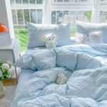 Rombų ra&scaron;to žakardinis pledo užvalkalas Keturių dalių komplektas, Lovos skalbiniai, Vienspalvė paprasta viengulė paklodė Trijų dalių komplektas 2.2m bed