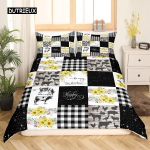Karvės odos antklodės užvalkalų komplektas Karali&scaron;ko dydžio Patchwork Karvės kailio ra&scaron;tas Ūkinio gyvūno patalynės komplektas Mikropluo&scaron;to Vakarų sodybos stiliaus antklodės užvalkalas EU single(135x200cm)
