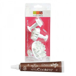 3 d&eacute;coupoirs et &eacute;jecteurs &agrave; p&acirc;te &agrave; sucre Flocons + 1 Stylo chocolat