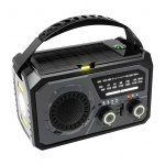 Lauko i&scaron;gyvenimo orų radijas AM/FM/WB NOAA Saulės energija, rankiniu būdu užvedamas, įkraunamas energijos bankas, suderinamas su Bluetooth garsiakalbis, SOS signalas tamsiai pilka spalva