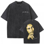 Klasikiniai Reggae Bob Marley Didelio Veido Grafiniai Mar&scaron;kinėliai Skalbti Vintage Bob Marley Metinių Spausdinti Mar&scaron;kinėliai Vyrams Per dydį Mar&scaron;kinėliai S black