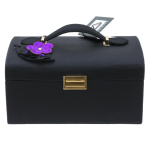 Davidt's [Q0653] - Coffret &agrave; bijoux 'Humeur Fleurie' noir violet - 22. 5x18. 5x11. 5 cm