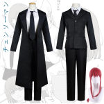 Anime Chainsaw Man Makima Angel Devil Cosplay Ilgas Perukas Juodi Mar&scaron;kiniai Kelnės Paltas Kostiumas Helovino Kalėdų Vakarėlio Apranga Kostiumai L-(Costume+Wig)