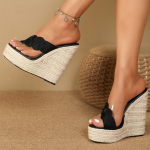 Eilyken Summer Street Style Cane Weave Platforma Plei&scaron;tai &Scaron;lepetės Sandalai Moteri&scaron;ki madingi auk&scaron;takulniai Moteri&scaron;ki batai Zapatos Mujer