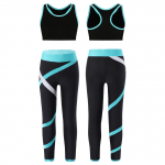 Vaikų mergaičių sportinė apranga be rankovių Racerback Crop su Colorblock antblauzdžiais Džiazo &scaron;okių čiuožimo treniruotėse 5-6 Years ežero žalia spalva