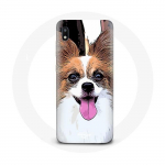 Coque pour Samsung Galaxy A10 &Eacute;pagneul nain continental papillon Chiot Blanc et marron