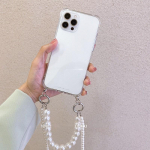 Perlų apyrankės grandinės kryžminio korpuso karoliai, skaidraus telefono dėklas, skirtas iPhone 16 15 14 13 12 11 Pro Max 1514 Plus smūgiams atsparus mink&scaron;tas skaidrus dangtelis iphone 15 Pro Max