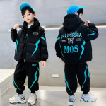 Boys Autumn and Winter Plus Velveto pastorintas kostiumas Madingas didelis vaiki&scaron;kas laisvalaikio liemenė trijų dalių kostiumas