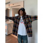 2024 m. raidės ilgomis rankovėmis mar&scaron;kinėliai japoni&scaron;ko Honkongo stiliaus laisvi mar&scaron;kinėliai berniukams, vasari&scaron;ki, madingi, universalūs, laisvalaikio paltai M raudona