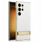 Galvanizuotas paprastos odos laikiklis S25 S24 S23 Ultra telefono dėklas, skirtas Samsung Galaxy S24 Apsauginis ir smūgiams atsparus dangtelis Samsung S25 Ultra balta