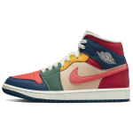 Air Jordan 1 Mid SE Daugiaspalviai Moteri&scaron;ki Kedai French-Blue Fire-Red Beach DN3738-400 36.5