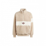 Adidas Originali žieminė flisinė striukė, spalvų blokų logotipas, stačia apykakle, ilgomis rankovėmis, vyri&scaron;ka striukė, smėlio spalvos HZ0719 XXL