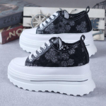 8CM platformos kulno plei&scaron;to batų sportbačiai bateliai-pumpai balti platforminiai oro tinklelio tu&scaron;čiaviduriai bateliai-pumpai moterims zapatos de mujer 34 juoda