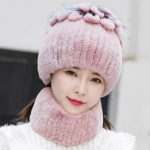 Moteri&scaron;ka kepurė žieminė imitacija triu&scaron;io kailio stora &scaron;ilta megzta kepurė korėjieti&scaron;ka mada ausų apsauga kailinė kepurė &Scaron;aliko rinkinys