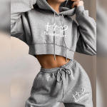 Moteri&scaron;kas sportinis kostiumas, 2 dalių rinkinys Faith Love Letter Hoodies Kelnės kostiumas Sportinė apranga pavasariui Moteri&scaron;ki drabužiai Bėgiojimas Sportas Crop Tops M