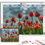 &bdquo;Pasidaryk pats&ldquo; 5D deimantų tapyba Gėlės Tulpės Siuvinėjimo kryželiu rinkinys Visas gręžimas Siuvinėjimas Mozaikos menas Kalnų kri&scaron;tolų paveikslėlis Dovana Full Round 20X30CM